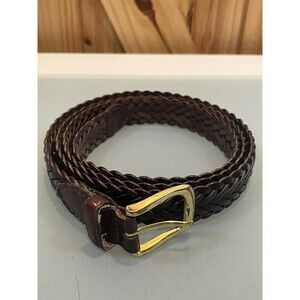 AGA Genuine Leather Men’s Belt Brown Braided Gold Buckle Size 54/56